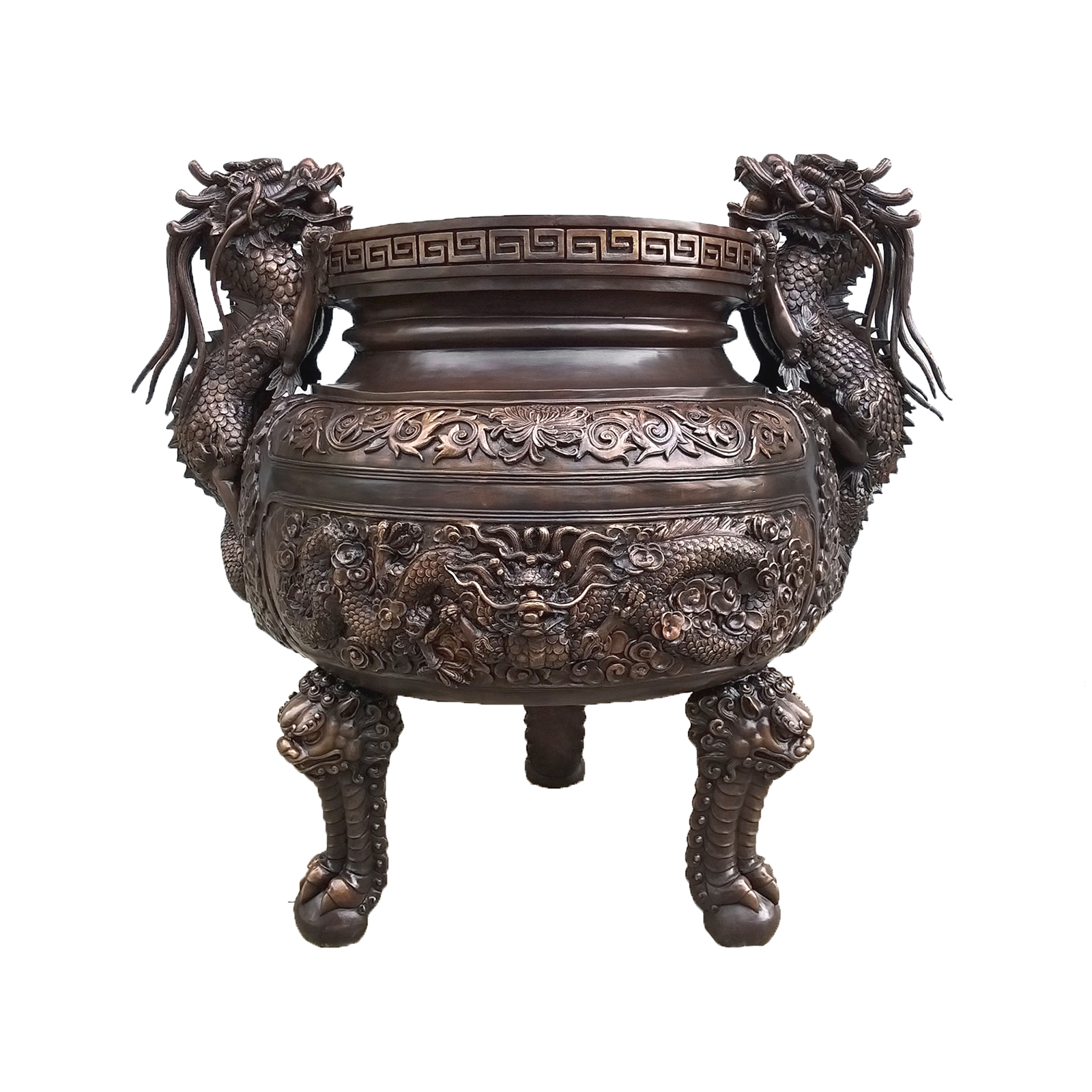 Bronze Large Dragon Planter Urn Florida Bronze Statues, Sculptures