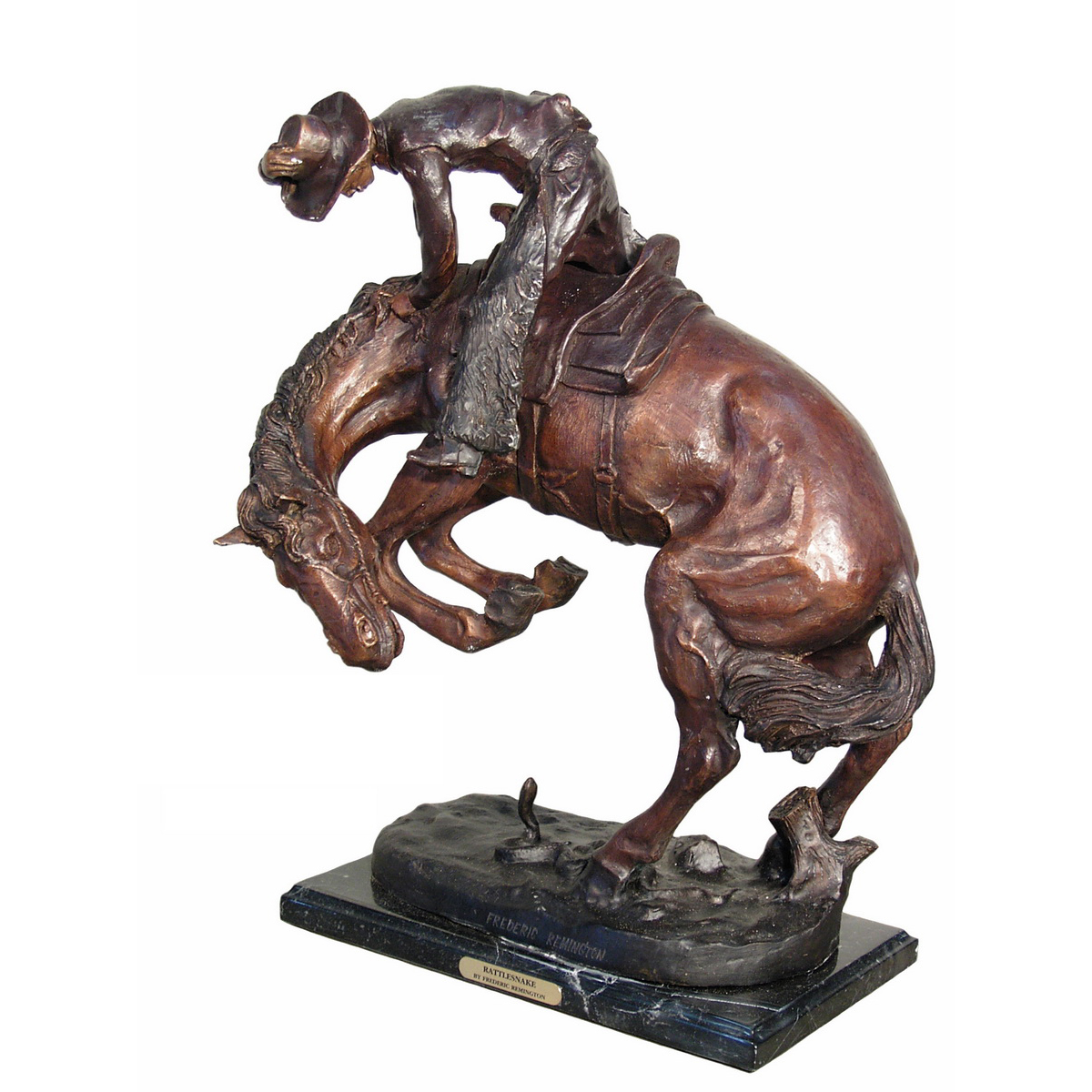 Bronze Frederick Remington Rattlesnake Tabletop Sculpture Florida