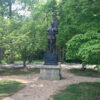 Bronze Knight with Sword on Pedestal Sculpture