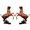 Bronze Rearing Zebra Sculpture Pair
