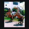 Bronze Rearing Zebra Sculpture Pair