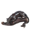 Bronze Panther on Log Sculpture