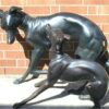 Bronze Whippet Dog Sculpture Set