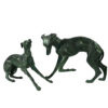Bronze Whippet Dog Sculpture Set