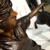 Bronze Boy with Golden Retriever Sculpture