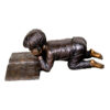Bronze Boy Reading Book Sculpture