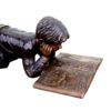 Bronze Boy Reading Book Sculpture