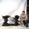 SRB25402-Scale-1.jpeg Bronze Two Eagle Table Base Sculpture