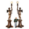 Bronze Massive Cupid Torchere Sculpture Pair
