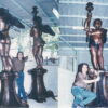 Bronze Massive Cupid Torchere Sculpture Pair