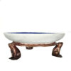 SRB30482_1.jpg Cast Bronze Frog Stand with Blue & White Porcelain Plate