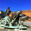Bronze Neptune with Dolphins Sculpture