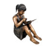 Bronze Sitting Girl Drawing Sculpture