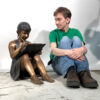 Bronze Sitting Girl Drawing Sculpture