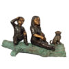 SRB41068-1.jpg Bronze Kids and Dog on Log Sculpture