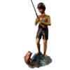 Bronze Boy Fishing Fountain Sculpture