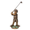Bronze Little Boy Golfer with Big Shoes Sculpture