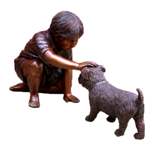 Bronze Boy with Dog Sculpture Florida Bronze Statues, Sculptures and