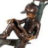 Bronze Boy & Dog on Log Mailbox