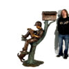 Bronze Boy & Dog on Log Mailbox
