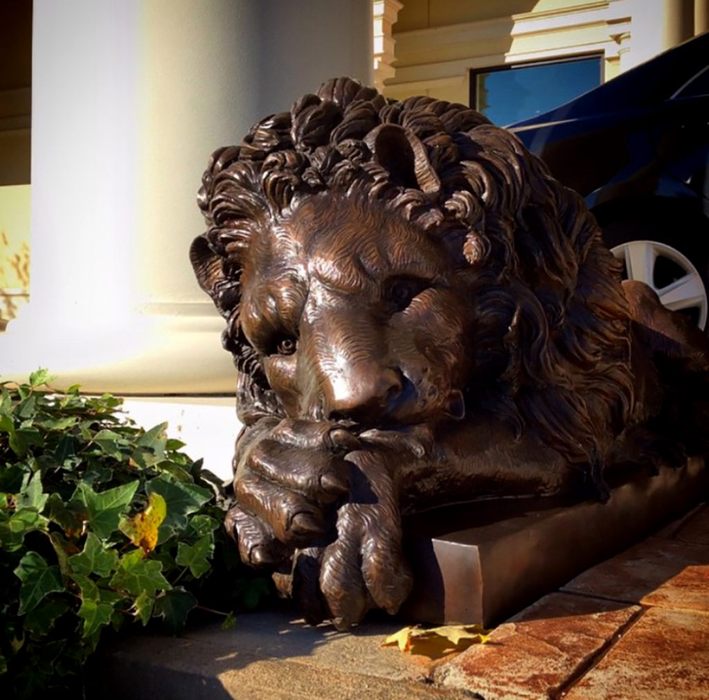 Bronze Lying Lions Sculpture Set Florida Bronze Statues, Sculptures