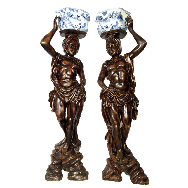 Bronze Blackamoor Porcelain Bowl Sculpture Set