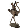 Bronze Child on Ostrich Sculpture
