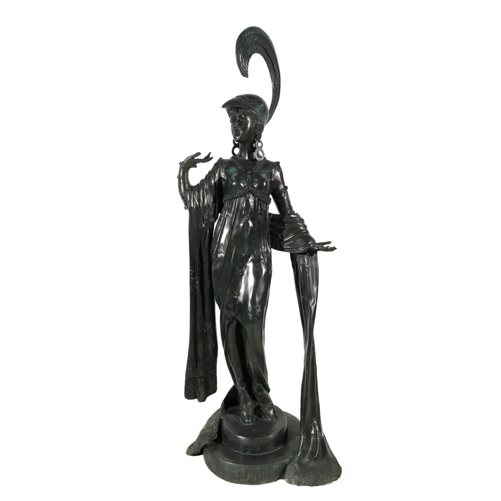 Bronze 1900's Art Deco Lady Sculpture Florida Bronze Statues