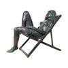 Bronze Nude Woman in Deck Chair Sculpture