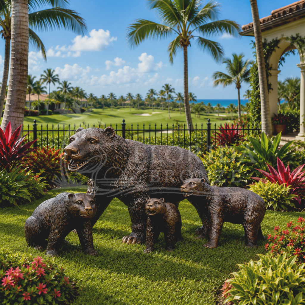 Bear Family of Four Bronze Statue Set FloridaBronzes MGSRB25126-27-28-29