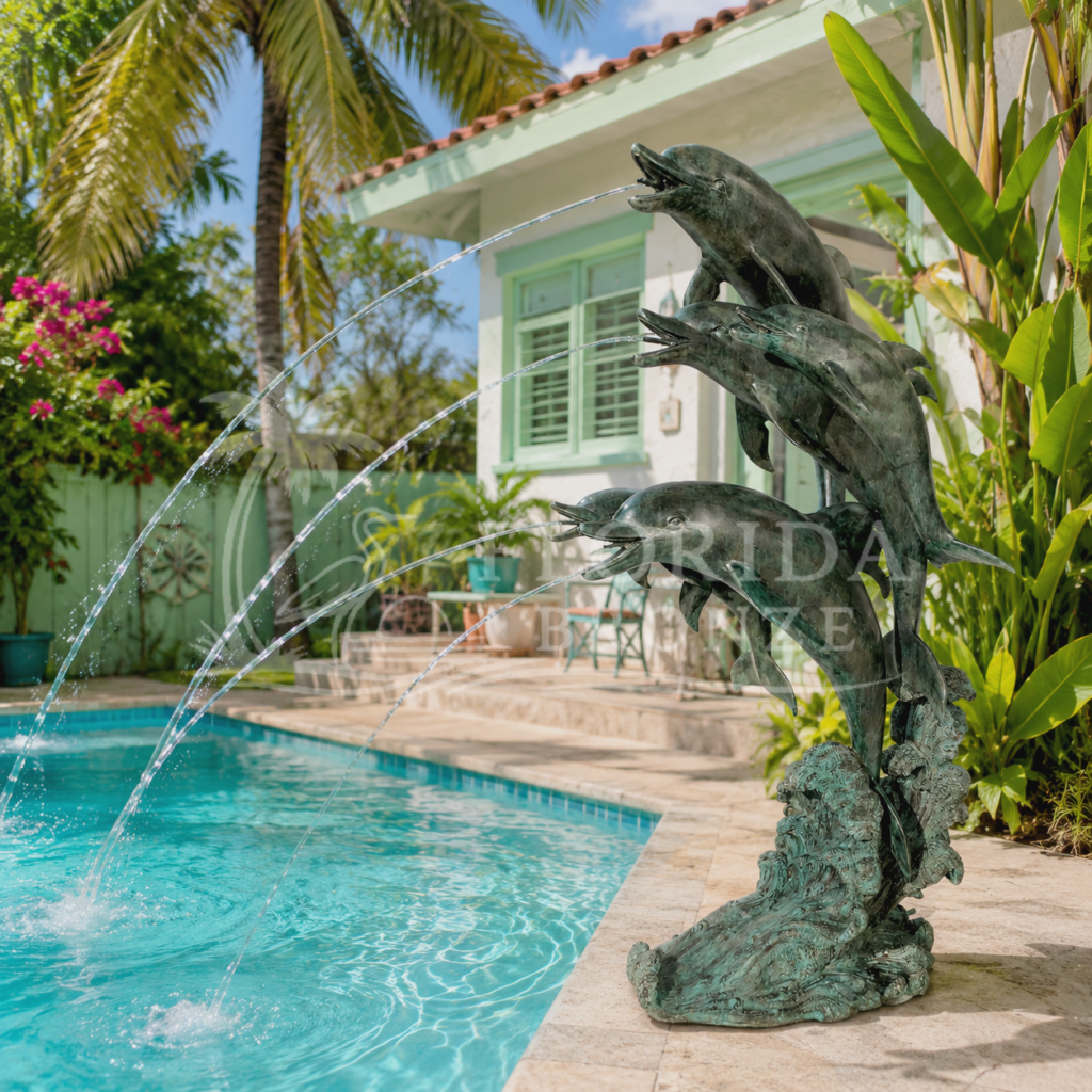Five Jumping Dolphins Bronze Fountain Statue FloridaBronzes MGSRB47709