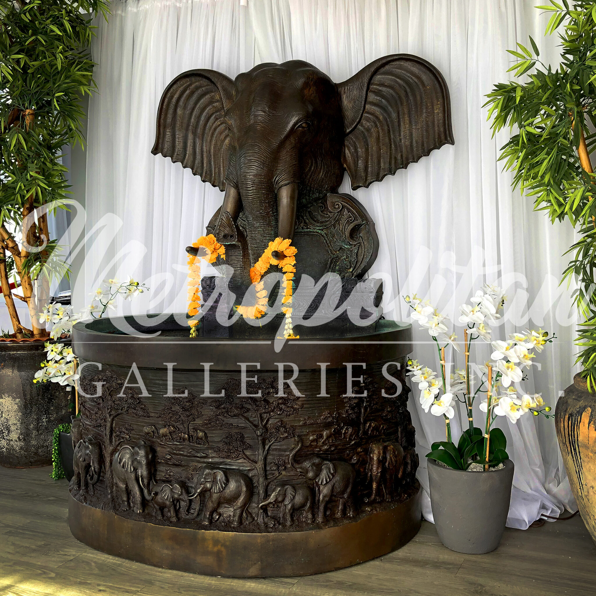 Bronze Elephant Wall Fountain Sculpture Florida Bronze Statues