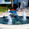 Bronze Colorful Dolphin Trio Fountain Sculpture