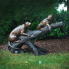 Bronze Two Leopards on Branch Sculpture