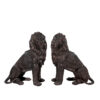 Bronze Large Sitting Lion Sculpture Pair