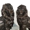 Bronze Large Sitting Lion Sculpture Pair