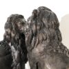 Bronze Large Sitting Lion Sculpture Pair