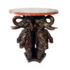 Bronze Three Elephants Bistro Table with Marble Surface