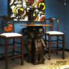 Bronze Three Elephants Bistro Table with Marble Surface