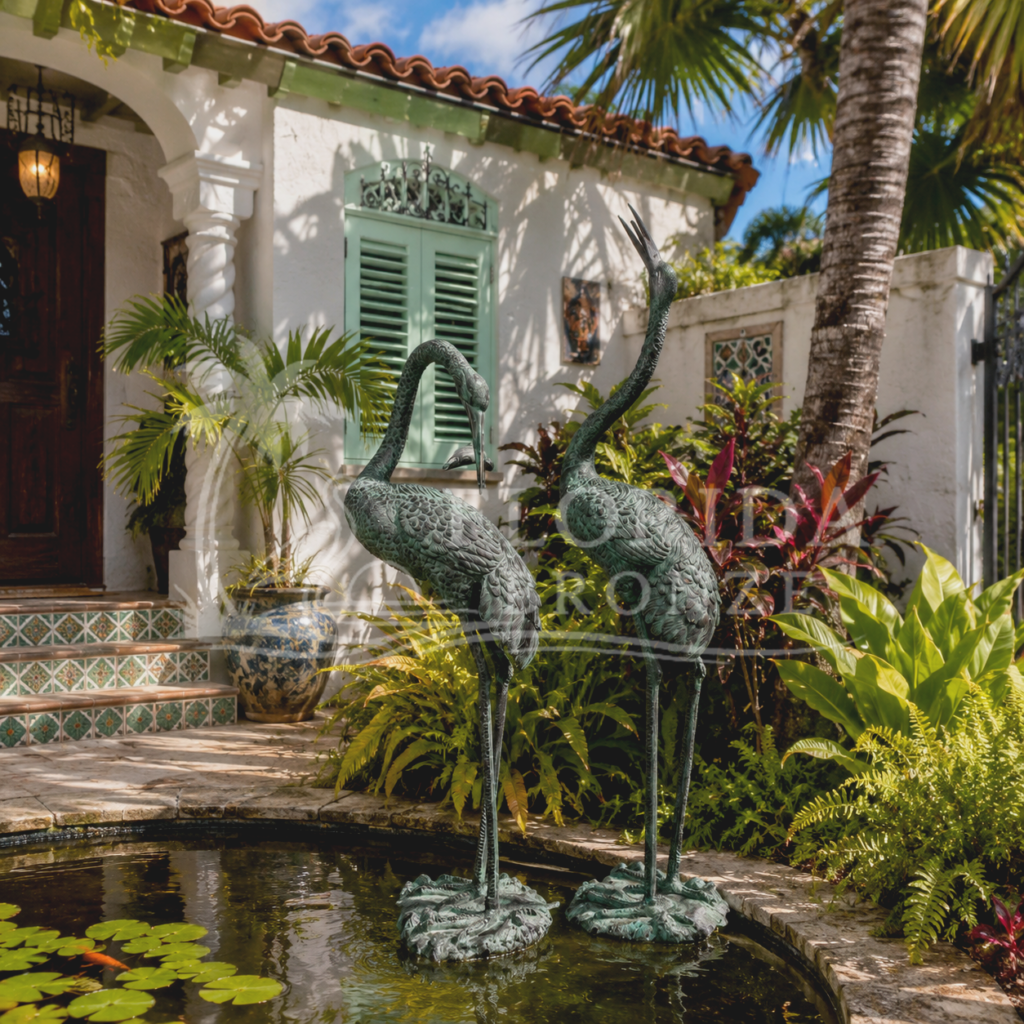 Verde Cranes Bronze Fountain Statue Set FloridaBronzes MGSRB45715