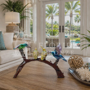 Four Hummingbirds on Branch Bronze Sculpture FloridaBronzes MGSRB097028-C2