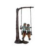 Bronze Children on Tree Swing Sculpture