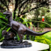 Bronze Dinosaur with Baby Sculpture