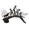 Bronze Four Children & Dog crossing Log Sculpture