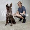 Bronze Sitting German Shepherd Dog Sculpture