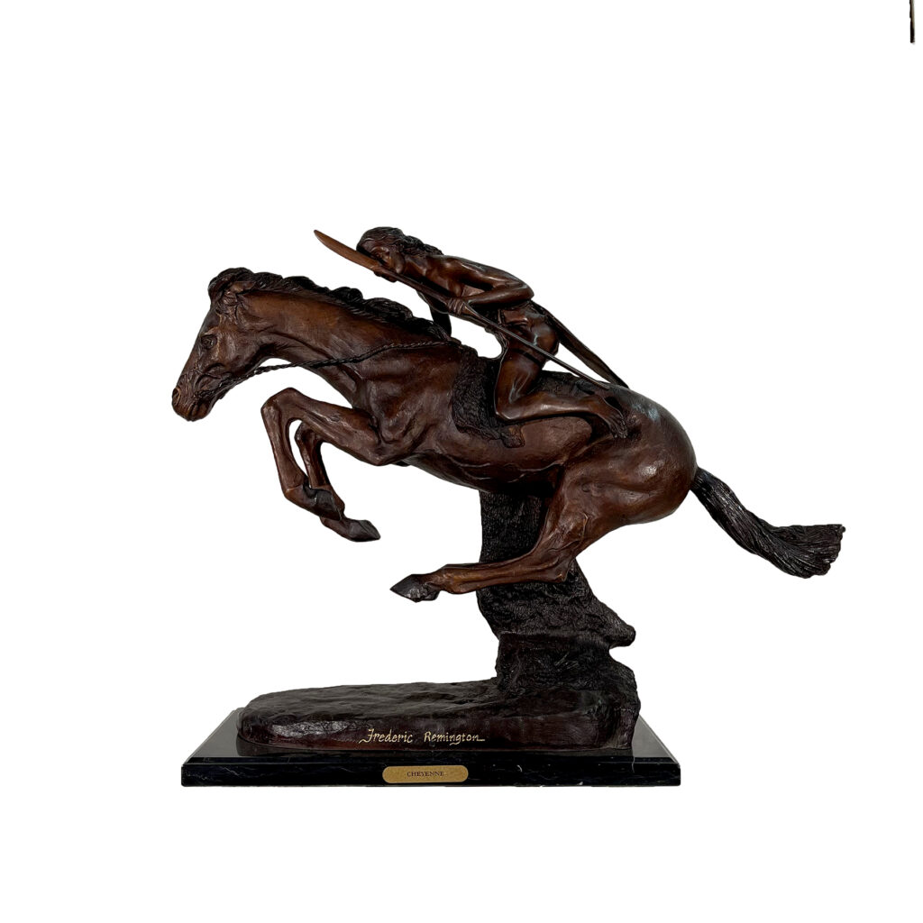 Bronze Remington 'Cheyenne' Tabletop Sculpture Florida Bronze Statues, Sculptures and Fountains
