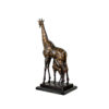 Bronze Giraffe & Calf Table-top Sculpture