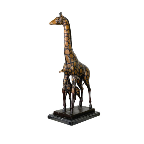 Bronze Giraffe & Calf Table-top Sculpture - Image 4