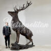 Bronze Elk on Rock Sculpture