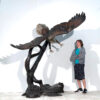 Bronze Flying Eagle on Tree Sculpture